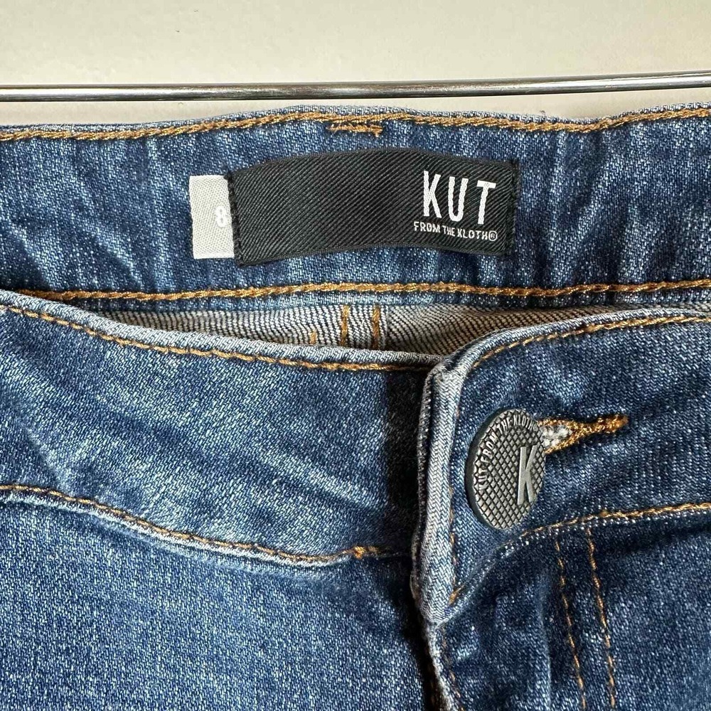 KUT From The Kloth Catherine Boyfriend Jeans Distressed Blue Wash Size 8 - Picture 4 of 5